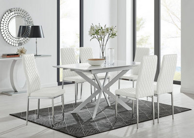Furniturebox Uk Lira 120 Extending Dining Table And 6 White Milan Chairs - image 1