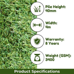 "Shamrock 40mm Outdoor Artificial Grass,premium Outdoor Artificial Grass,petfriendly Artificial Grass-3M(9'9"") X 4M(13'1"")-12M²" - thumbnail 4