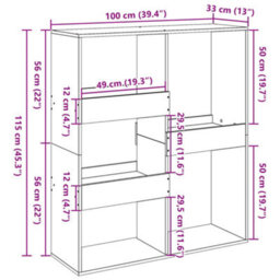 Berkfield Room Divider Black 100X33X115 Cm Engineered Wood - thumbnail 9