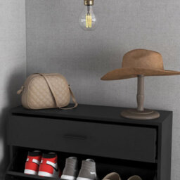 Wyld Haus Sopane Slim Black Shoe Cabinet With 3 Tilt-Out Drawers, Top Storage Drawer, Metal Legs - Fits Up To 12 Pairs - thumbnail 8