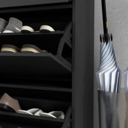 Wyld Haus Sopane Slim Black Shoe Cabinet With 3 Tilt-Out Drawers, Top Storage Drawer, Metal Legs - Fits Up To 12 Pairs - thumbnail 9