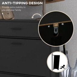 Wyld Haus Sopane Slim Black Shoe Cabinet With 3 Tilt-Out Drawers, Top Storage Drawer, Metal Legs - Fits Up To 12 Pairs - thumbnail 6