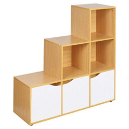 Urbn-Living 6-Cube Step Shelving Unit With Wooden Door - thumbnail 1