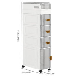 4 Tier Slimline Bathroom Storage Cabinet Narrow - thumbnail 2