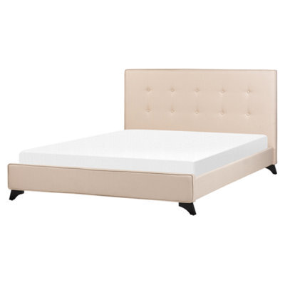 Beliani Bed Fabric Ambassador 160 X 200 Cm (Eu King Size) Beige - image 1