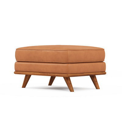 Valencia Artisan Leather Ottoman Cognac Nappa 11000 Top Grain Leather Alder Wood Legs And Frame - image 1