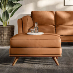 Valencia Artisan Leather Ottoman Cognac Nappa 11000 Top Grain Leather Alder Wood Legs And Frame - thumbnail 4