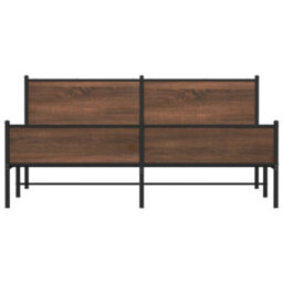 Berkfield Metal Bed Frame Without Mattress Brown Oak 183X213 Cm - thumbnail 5