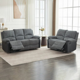 Electric Reclining Sofa Set, Corduroy Fabric Recliner Sectional Sofa Suite - 2+3 Sofa Set - thumbnail 1