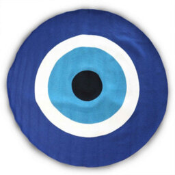 Serenityy Cotton Rope Evil Eye Round Rug, Blue, Approx. 150 Cm Diameter - thumbnail 1