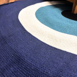Serenityy Cotton Rope Evil Eye Round Rug, Blue, Approx. 150 Cm Diameter - thumbnail 3