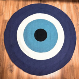 Serenityy Cotton Rope Evil Eye Round Rug, Blue, Approx. 150 Cm Diameter - thumbnail 4