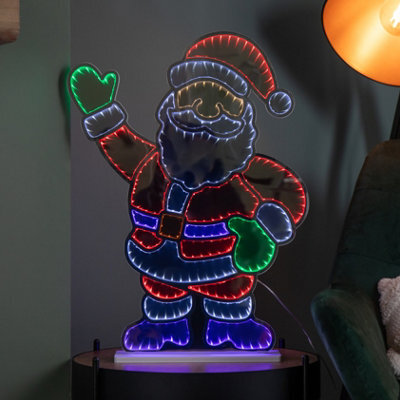 Samuel Alexander 59Cm Light Up Waving Santa Infinity Christmas Decoration With Multi-Coloured Leds - image 1