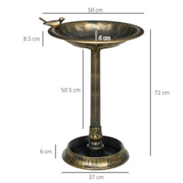 Outsunny 72Cm Tall Bird Bath With Bird Decoration For Garden, Bronze Tone - thumbnail 3