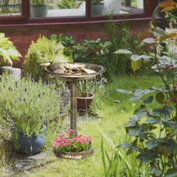 Outsunny 72Cm Tall Bird Bath With Bird Decoration For Garden, Bronze Tone - thumbnail 1