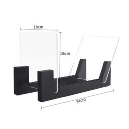 Black Wood & Clear Acrylic Vinyl Record Storage Stand Desktop Album Display Rack - thumbnail 2