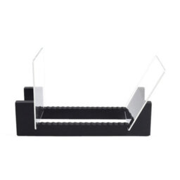 Black Wood & Clear Acrylic Vinyl Record Storage Stand Desktop Album Display Rack - thumbnail 1