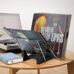 Black Wood & Clear Acrylic Vinyl Record Storage Stand Desktop Album Display Rack - thumbnail 5
