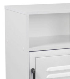 Urbn-Living Urbnliving Height 54Cm Valencia Metal Door 1 Shelf Wooden  Colour White Bedroom Bedside Cabinet Nightstand Side Table - thumbnail 3