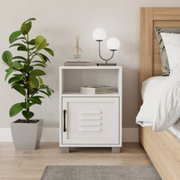 Urbn-Living Urbnliving Height 54Cm Valencia Metal Door 1 Shelf Wooden  Colour White Bedroom Bedside Cabinet Nightstand Side Table - thumbnail 2