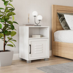 Urbn-Living Urbnliving Height 54Cm Valencia Metal Door 1 Shelf Wooden  Colour White Bedroom Bedside Cabinet Nightstand Side Table - thumbnail 4