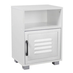 Urbn-Living Urbnliving Height 54Cm Valencia Metal Door 1 Shelf Wooden  Colour White Bedroom Bedside Cabinet Nightstand Side Table - thumbnail 1
