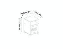 Urbn-Living Urbnliving Height 54Cm Valencia Metal Door 1 Shelf Wooden  Colour White Bedroom Bedside Cabinet Nightstand Side Table - thumbnail 5