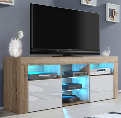 Tv Unit 145Cm Sideboard Cabinet Cupboard Tv Stand Living Room High Gloss Doors - image 1