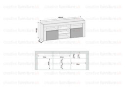 Tv Unit 145Cm Sideboard Cabinet Cupboard Tv Stand Living Room High Gloss Doors - thumbnail 5