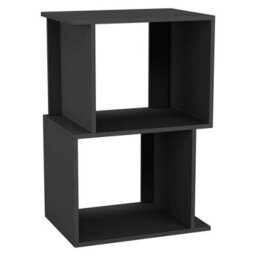 Urbn-Living Urbnliving 40Cm Width Black 2-Tier Bookcase Irregular Storage Shelf Wooden Shelving Display Organiser Unit - thumbnail 3