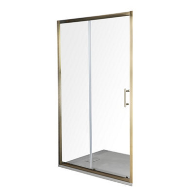 Homestylestore Antique Brass Reversible Wet Room Sliding Door Shower Enclosure With Light Grey Slate Effect Tray 1000 X 800mm - image 1