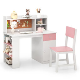 Costway Kids Desk And Chair Set Children Study Desk With Chair-Pink