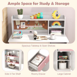 Costway Kids Desk And Chair Set Children Study Desk With Chair-Pink - thumbnail 5