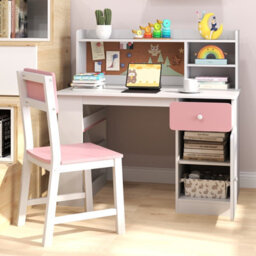 Costway Kids Desk And Chair Set Children Study Desk With Chair-Pink - thumbnail 3