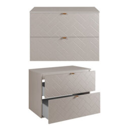Heze Furniture Trend Herringbone Pattern Door Bathroom Cabines Vanity Units Set With Worktop 80Cm & 35Cm - Cashmere - thumbnail 2