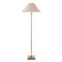 Luminosa Lighting Luminosa Lille Floor Lamp With Tapered Shade Antique Brass Plate & Natural Faux Linen B22