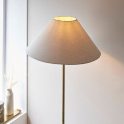 Luminosa Lighting Luminosa Lille Floor Lamp With Tapered Shade Antique Brass Plate & Natural Faux Linen B22 - thumbnail 5
