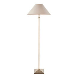 Luminosa Lighting Luminosa Lille Floor Lamp With Tapered Shade Antique Brass Plate & Natural Faux Linen B22 - thumbnail 7