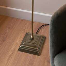 Luminosa Lighting Luminosa Lille Floor Lamp With Tapered Shade Antique Brass Plate & Natural Faux Linen B22 - thumbnail 4