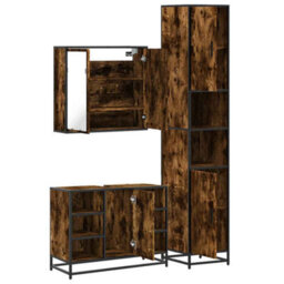 Berkfield 3 Piece Bathroom Furniture Set Smoked Oak Engineered Wood - thumbnail 8