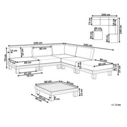 Beliani Garden Corner Sofa With Table 5 Seater Sanza Left Hand Modular Metal White - thumbnail 3