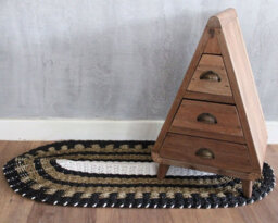 Serenityy Oval Seagrass Rug Black, White & Tan Classic 60X120Cm - Textured Indoor Hallway Rug - thumbnail 3