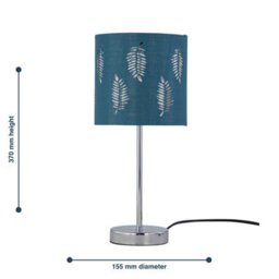 First Choice Lighting Chrome Stick Table Lamp With Teal Fern Cut Out Shade - thumbnail 9