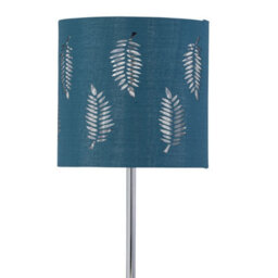 First Choice Lighting Chrome Stick Table Lamp With Teal Fern Cut Out Shade - thumbnail 2