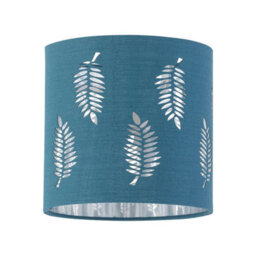 First Choice Lighting Chrome Stick Table Lamp With Teal Fern Cut Out Shade - thumbnail 3