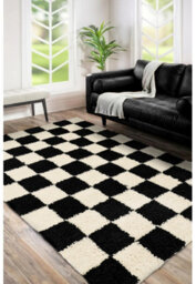 Melrose Eden County Chequered Indoor Outdoor Black 1mm Pile Height Area Rug - 120/170Cm - thumbnail 1