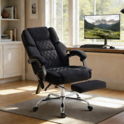 Black Office Chair With Vibration Massage And Heat, Fabric Reclining Desk Chair - thumbnail 5