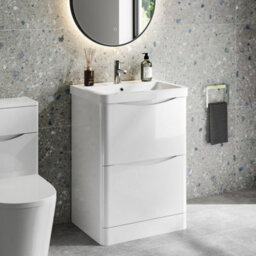 Affine 600mm Bathroom Vanity Unit Floorstanding Storage Cabinet Basin Soft Close White - thumbnail 2