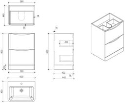 Affine 600mm Bathroom Vanity Unit Floorstanding Storage Cabinet Basin Soft Close White - thumbnail 7