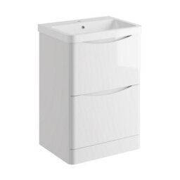 Affine 600mm Bathroom Vanity Unit Floorstanding Storage Cabinet Basin Soft Close White - thumbnail 4